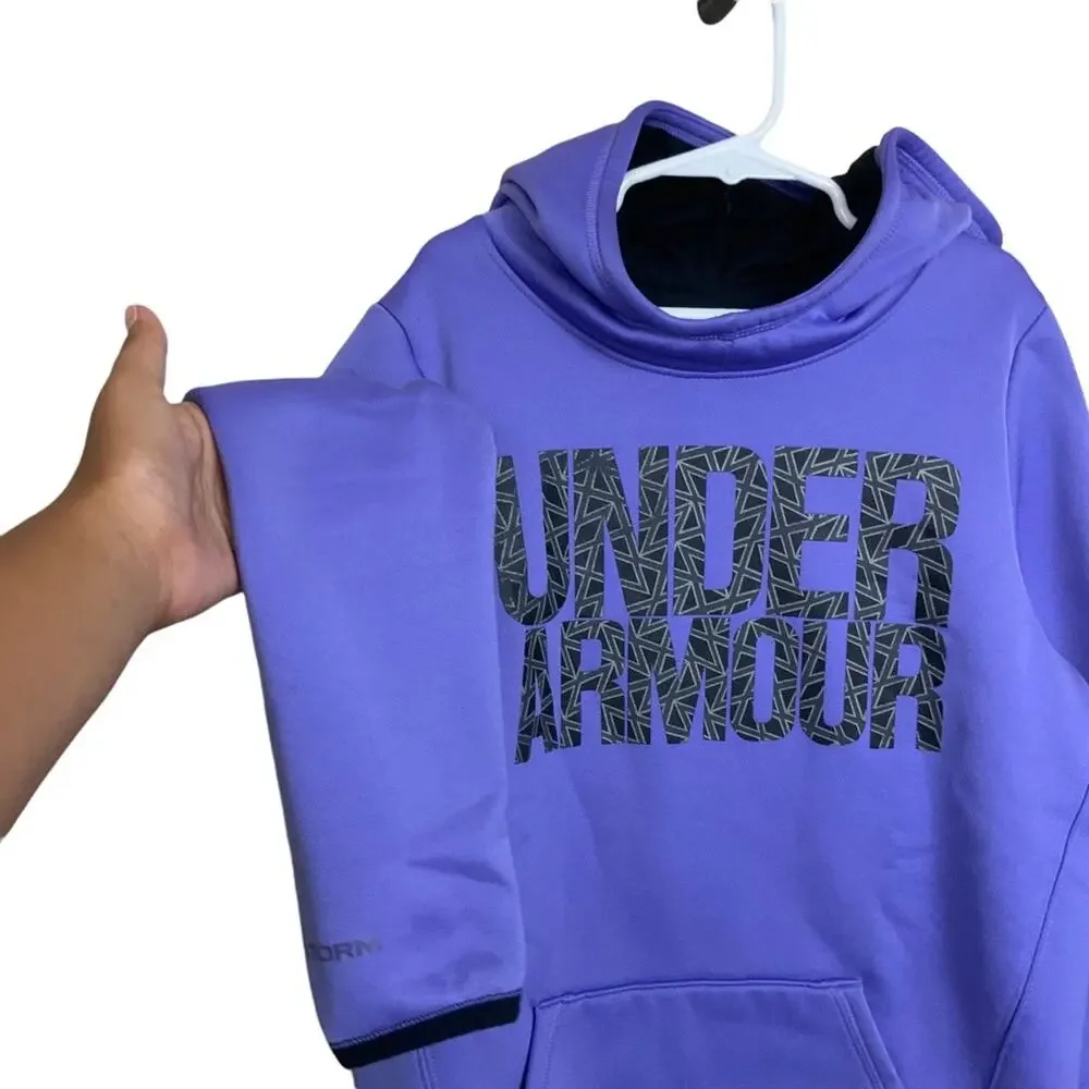 Under Armour Long Sleeve Hooded Pullover Purple Size Medium Youth